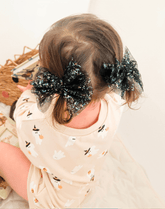 Black Tulle Bow Clips